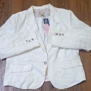 St.‎ Tropez Pink and White Linen Tag